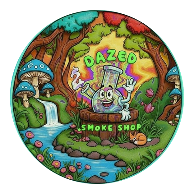 Colorful forest scene with cartoon bong